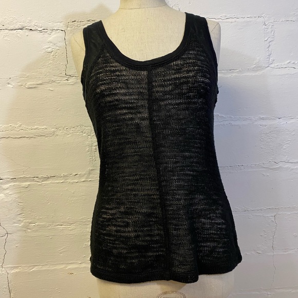 Sanctuary Black Knit Sleeveless Top w Mesh Back w Button Closure. Size S - Picture 4 of 12